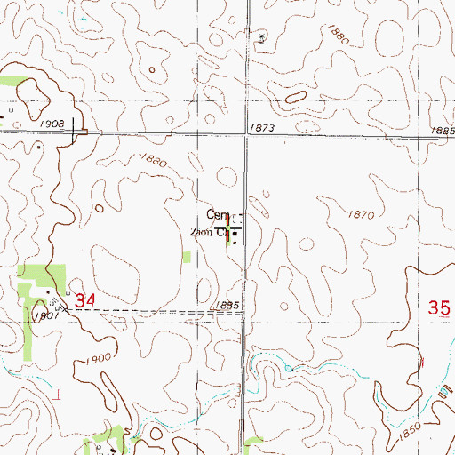 Topographic Map of Zion Church, ND