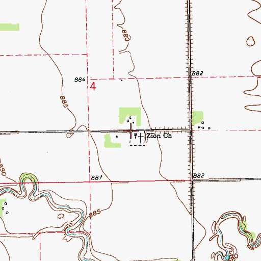 Topographic Map of Zion Church, ND