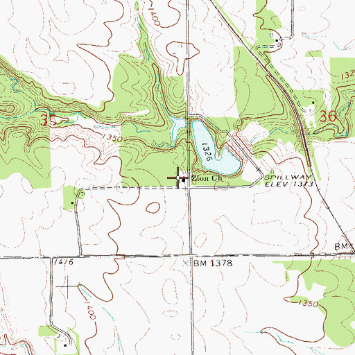 Topographic Map of Zion Church, ND