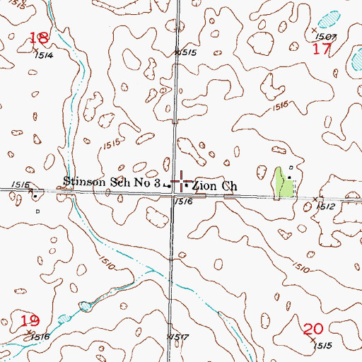 Topographic Map of Zion Church, ND
