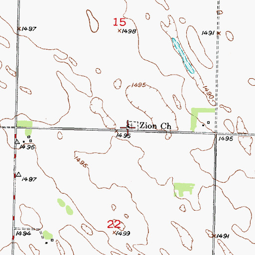 Topographic Map of Zion Church, ND