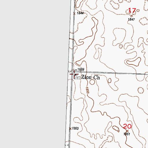 Topographic Map of Zion Church, ND