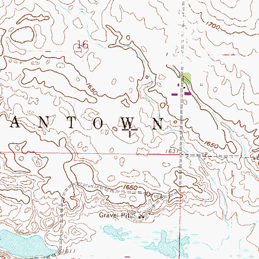Topographic Map of Pete's Tractor Salvage Airport, ND