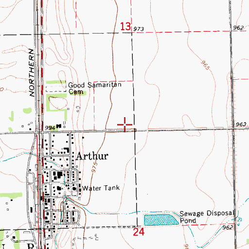 Topographic Map of Arthur Airport, ND