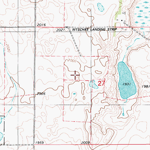 Topographic Map of Nitschke Field (historical), ND