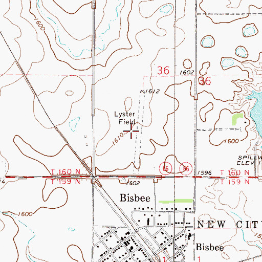 Topographic Map of Lyster Field (historical), ND