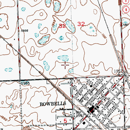 Topographic Map of Bowbells Municipal Airport, ND