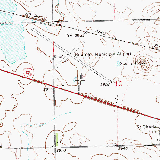 Topographic Map of Bowman Municipal Airport, ND