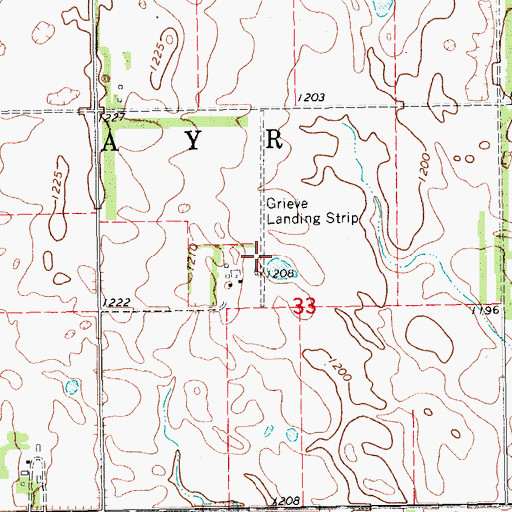 Topographic Map of Grieve Airport, ND