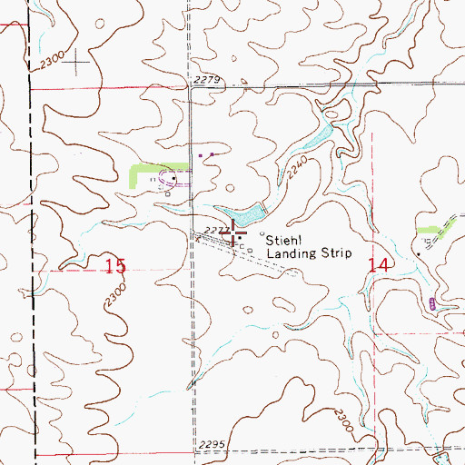 Topographic Map of Stiehl Airport, ND