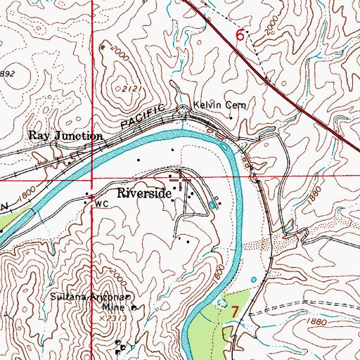 Topographic Map of Riverside, AZ