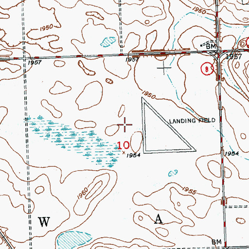 Topographic Map of Melby Private Airstrip (historical), ND