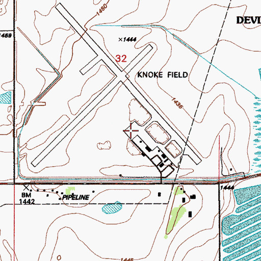 Topographic Map of Devils Lake Regional Airport, ND