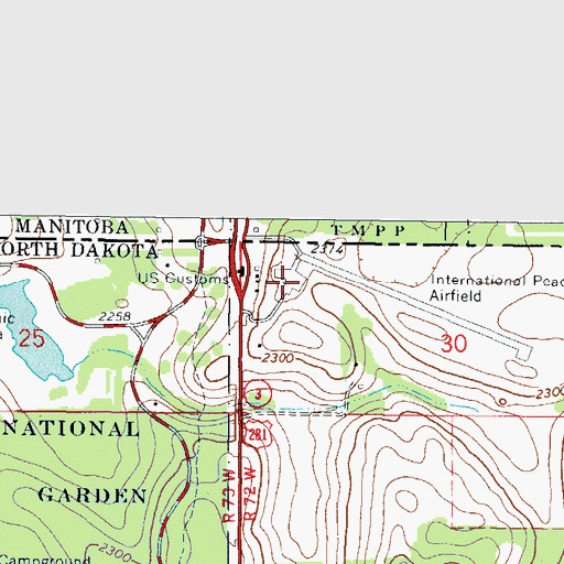 Topographic Map of International Peace Garden Airport, ND