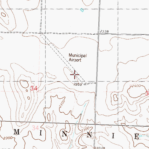 Topographic Map of Elgin Municipal Airport, ND