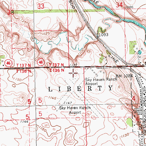 Topographic Map of Sky Haven Airport, ND