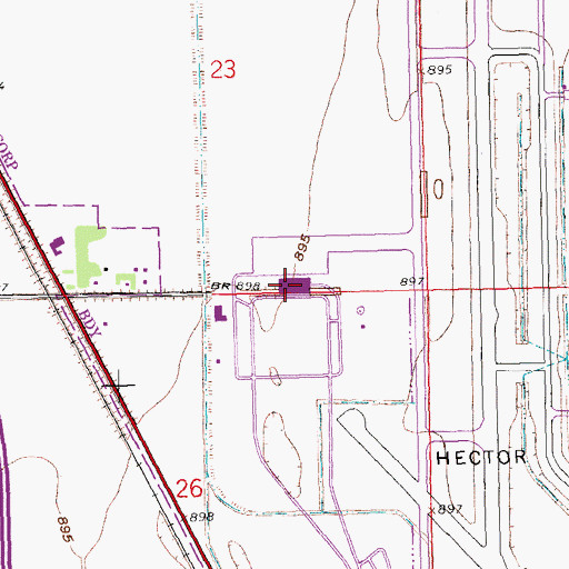 Topographic Map of Hector International Airport, ND