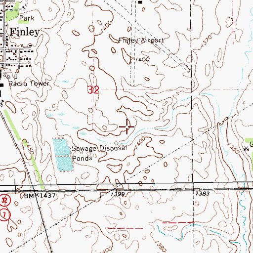 Topographic Map of Finley Airport (historical), ND