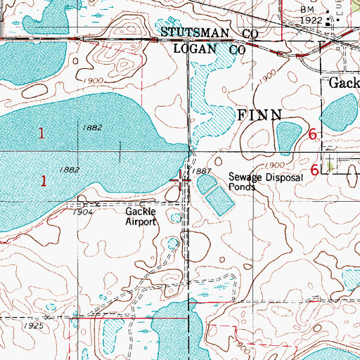 Topographic Map of Gackle Municipal Airport, ND