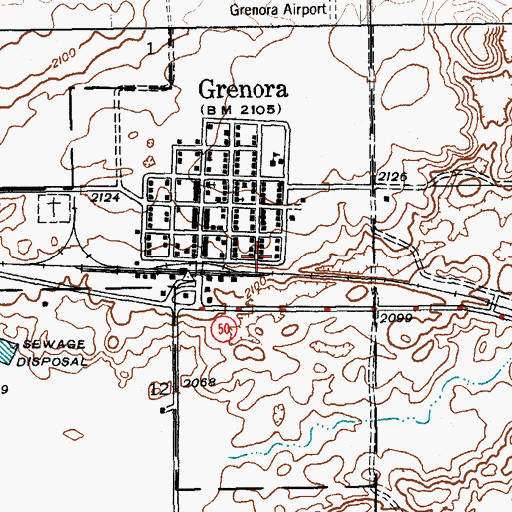 Topographic Map of Grendra Airfield (historical), ND