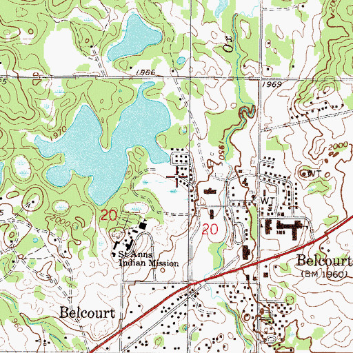 Topographic Map of KEYA-FM (Belcourt), ND