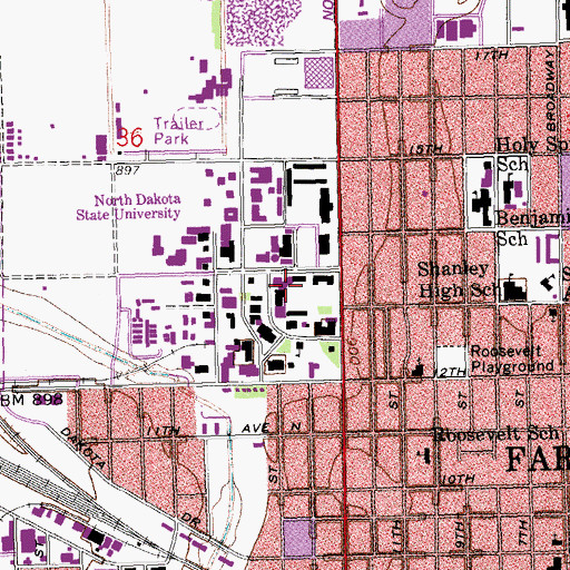 Topographic Map of KDSU-FM (Fargo), ND