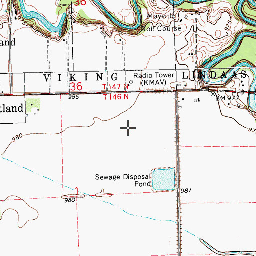 Topographic Map of KMAV-FM (Mayville), ND