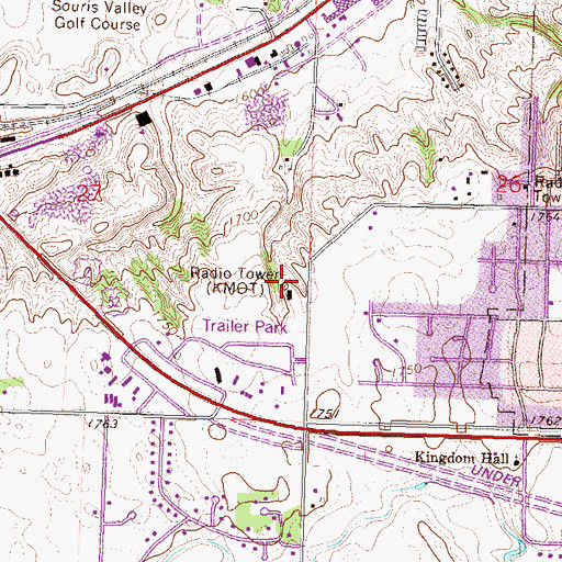 Topographic Map of KIZZ-FM (Minot), ND