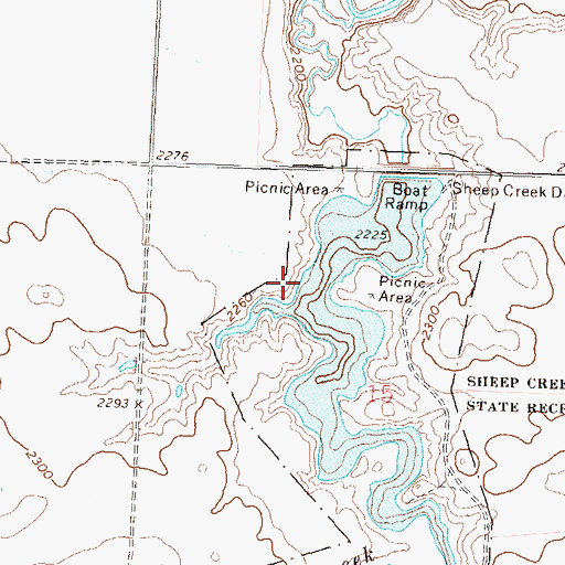 Topographic Map of Sheep Creek Dam, ND