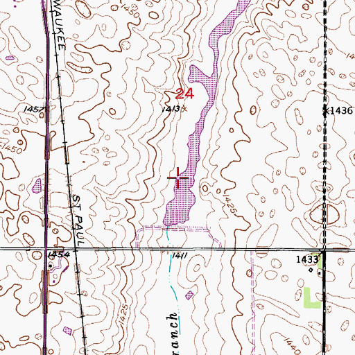 Topographic Map of Ellendale Water Supply Dam, ND