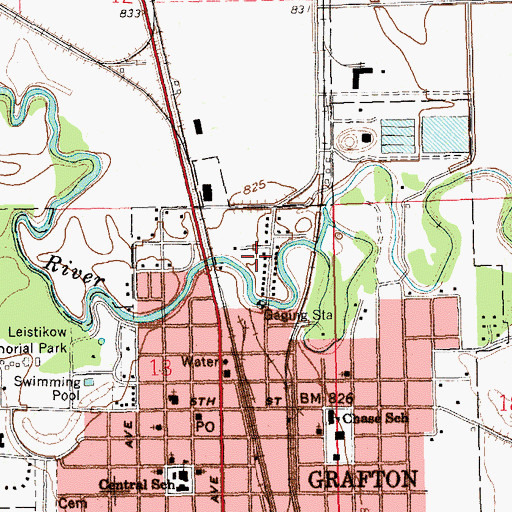 Topographic Map of Grafton Dam, ND
