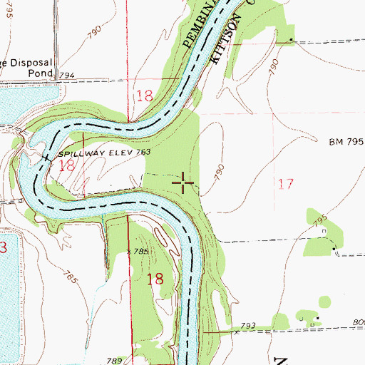 Topographic Map of Drayton Dam, ND