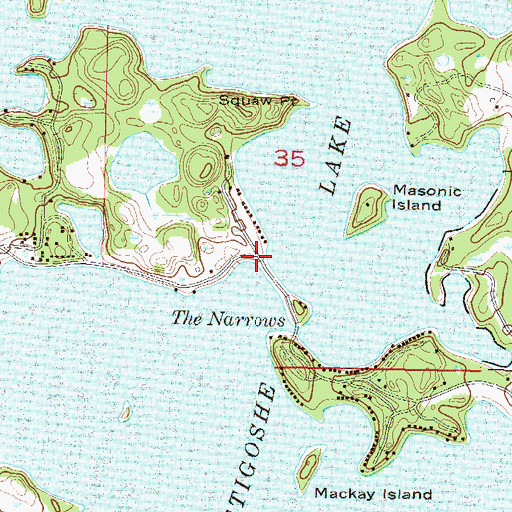 Topographic Map of Lake Metigoshe Dam, ND