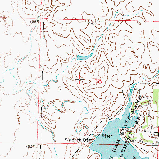 Topographic Map of Froelich Dam, ND