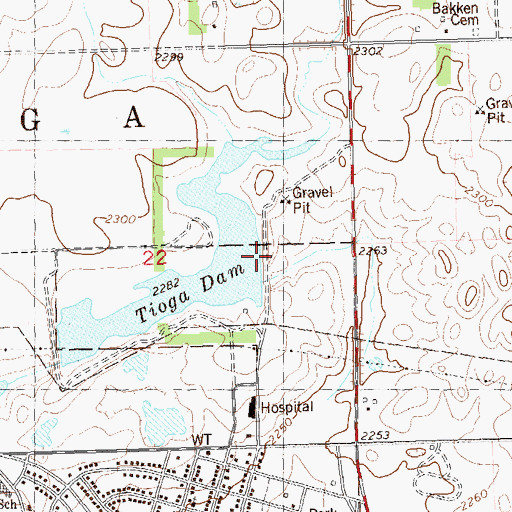 Topographic Map of Tioga Dam, ND