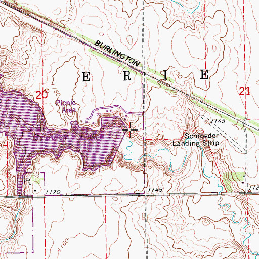 Topographic Map of Erie Dam, ND