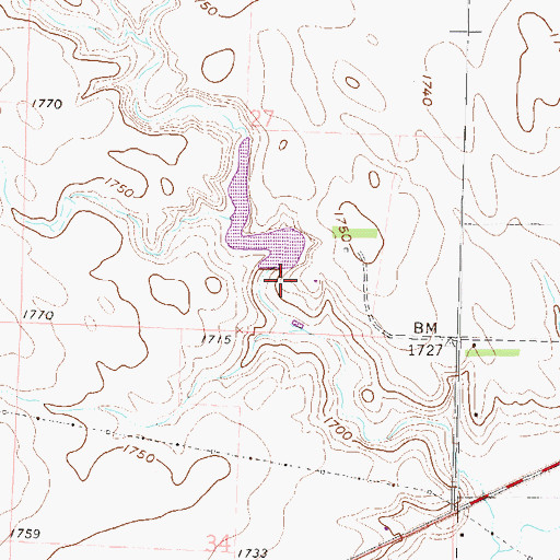 Topographic Map of McDowell Dam, ND