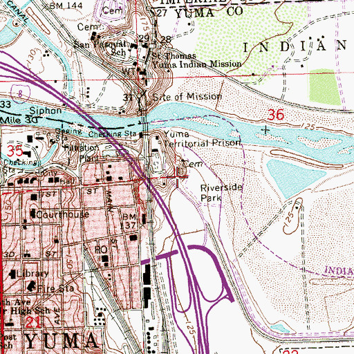 Topographic Map of Riverside Park, AZ