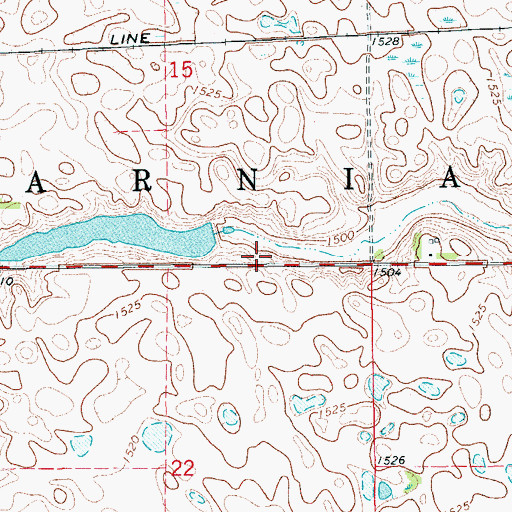 Topographic Map of Sarnia Dam, ND