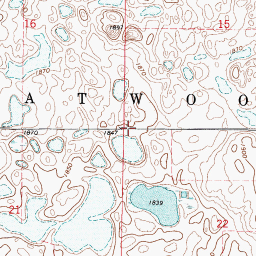 Topographic Map of Atwood Dam, ND