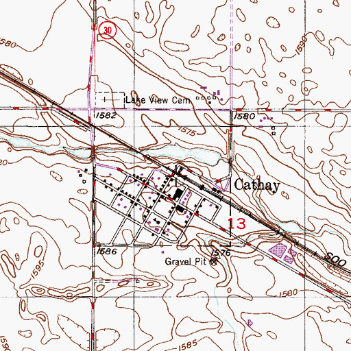 Topographic Map of Cathay Dam, ND