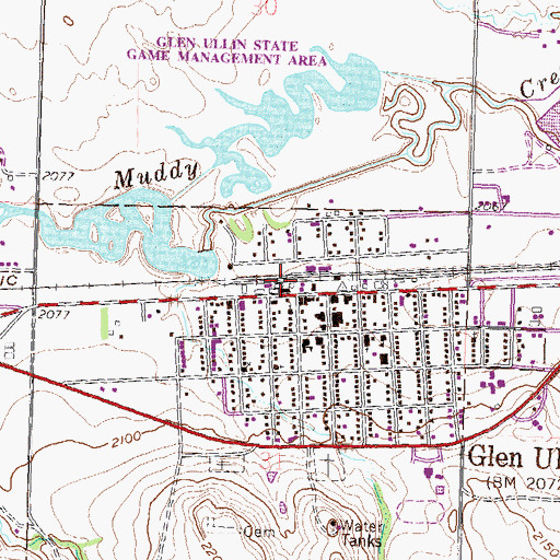 Topographic Map of Glen Ullin Railroad Dam, ND