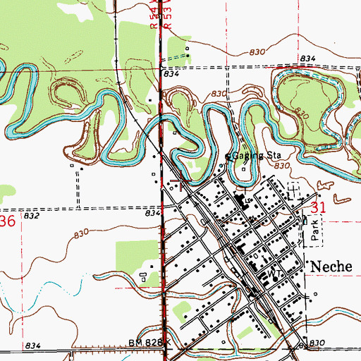 Topographic Map of Neche Dam, ND