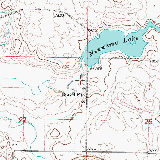 Topographic Map of Nieusma Dam, ND