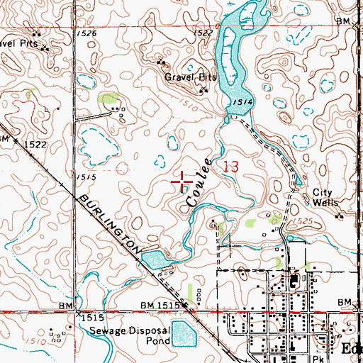 Topographic Map of Edmore Dam, ND