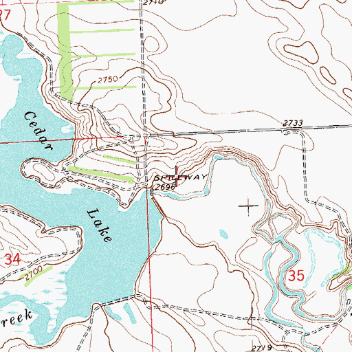 Topographic Map of Cedar Lake Dam, ND