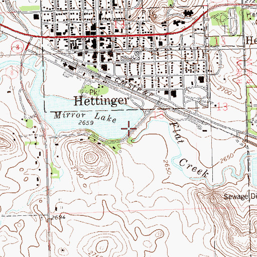 Topographic Map of Mirror Lake Dam, ND