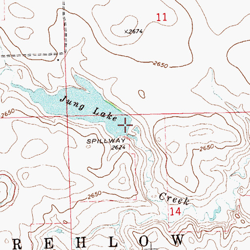 Topographic Map of Jung Dam, ND