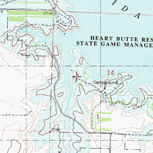 Topographic Map of Heart Butte Dike Dam, ND