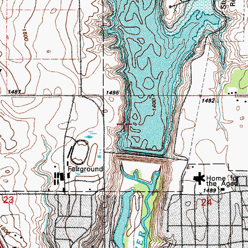 Topographic Map of Jamestown Dam, ND